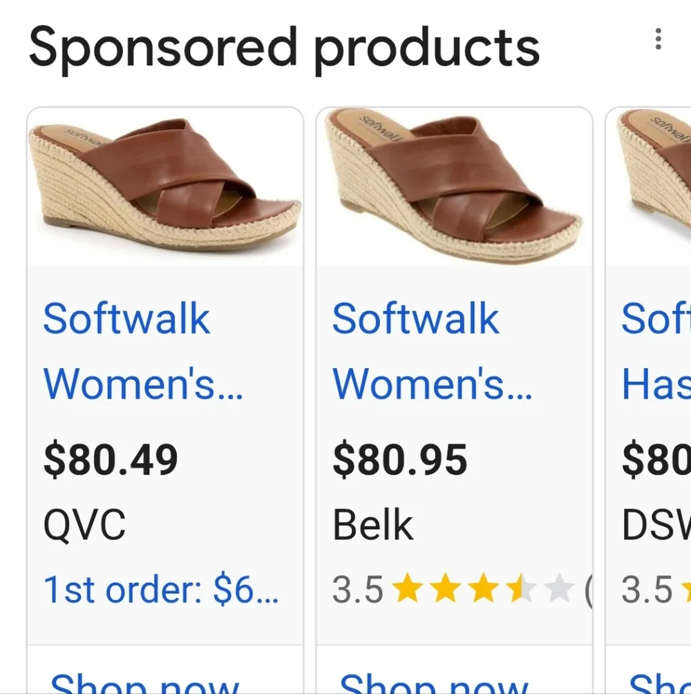 Softwalk Women's Brown Leather Espadrille Wedge Sandals. Size 7.5‎